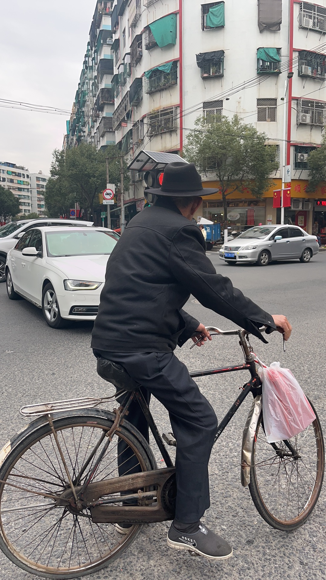 达濠老伯踏自行车凤凰单车